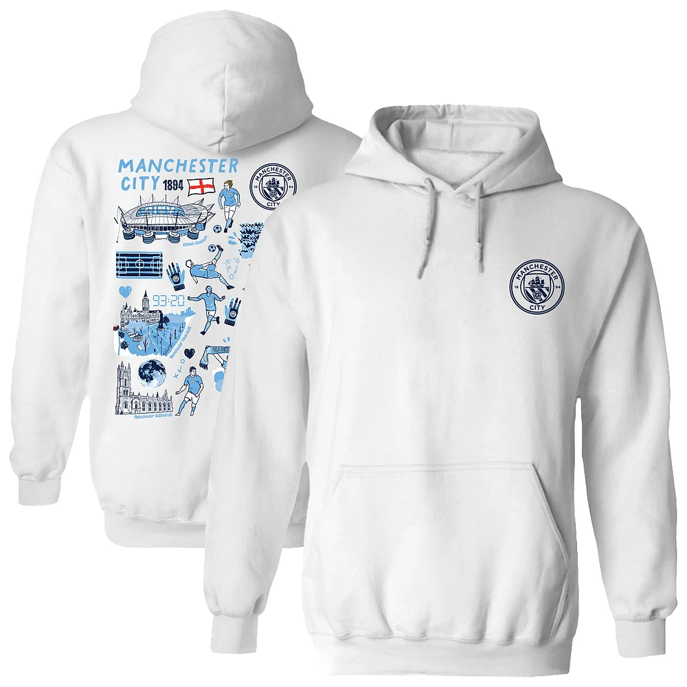 Women's Vive La Fete White Manchester City Impressions Artwork Pullover Hoodie