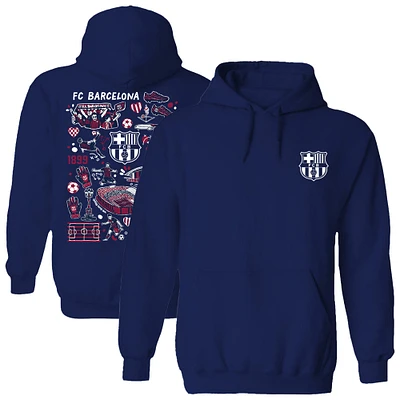 Women's Vive La Fete Navy Barcelona Impressions Artwork Pullover Hoodie