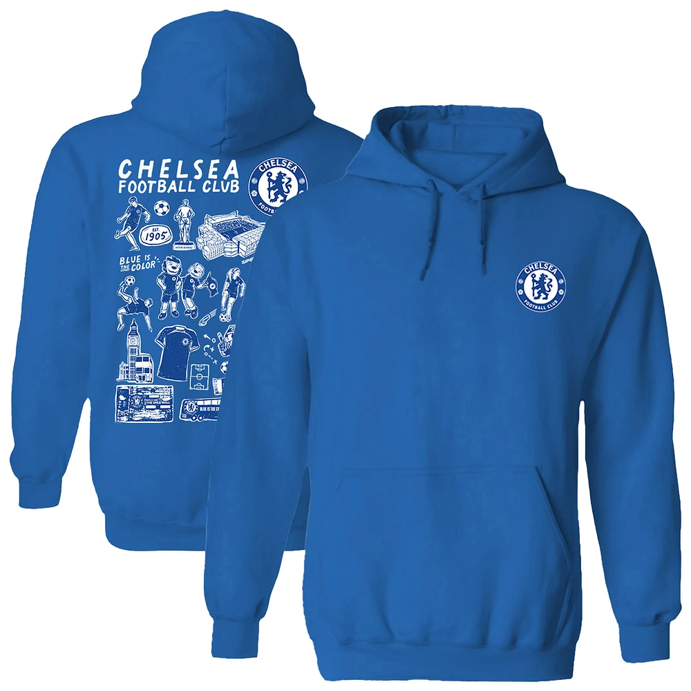 Women's Vive La Fete Blue Chelsea Impressions Artwork Pullover Hoodie