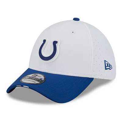 Men's New Era White/Royal Indianapolis Colts 2025 NFL Training Camp 39THIRTY Flex Hat