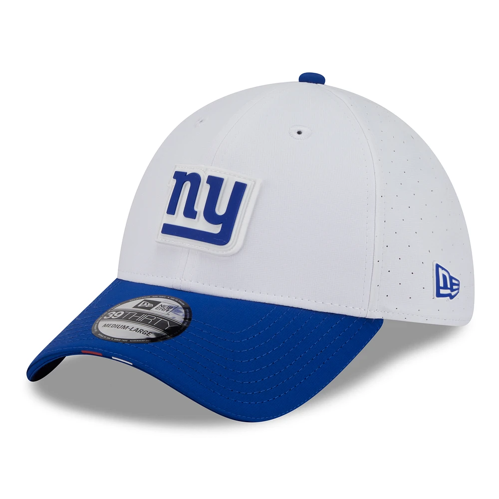 Men's New Era White/Royal York Giants 2025 NFL Training Camp 39THIRTY Flex Hat