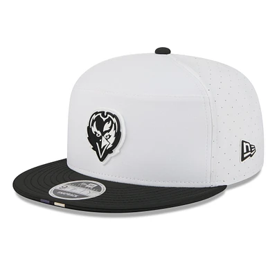 Men's New Era White/Black Baltimore Ravens 2025 NFL Training Camp Split Panel 9FIFTY Snapback Hat
