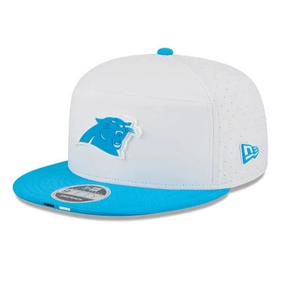 Men's New Era White/Blue Carolina Panthers 2025 NFL Training Camp Split Panel 9FIFTY Snapback Hat