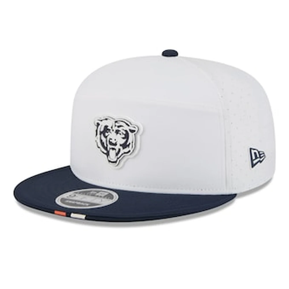 Men's New Era White/Navy Chicago Bears 2025 NFL Training Camp Split Panel 9FIFTY Snapback Hat