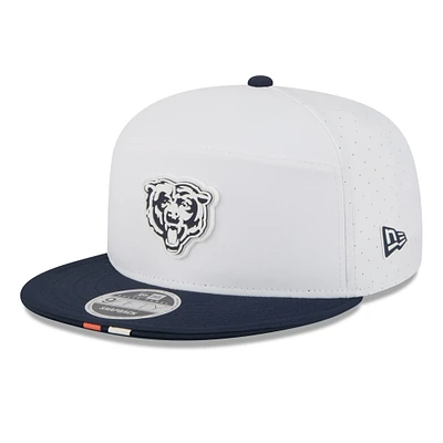 Men's New Era White/Navy Chicago Bears 2025 NFL Training Camp Split Panel 9FIFTY Snapback Hat