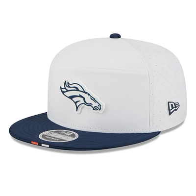 Men's New Era White/Navy Denver Broncos 2025 NFL Training Camp Split Panel 9FIFTY Snapback Hat