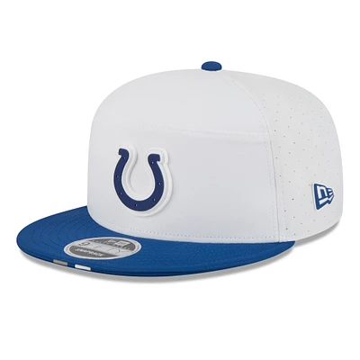 Men's New Era White/Royal Indianapolis Colts 2025 NFL Training Camp Split Panel 9FIFTY Snapback Hat