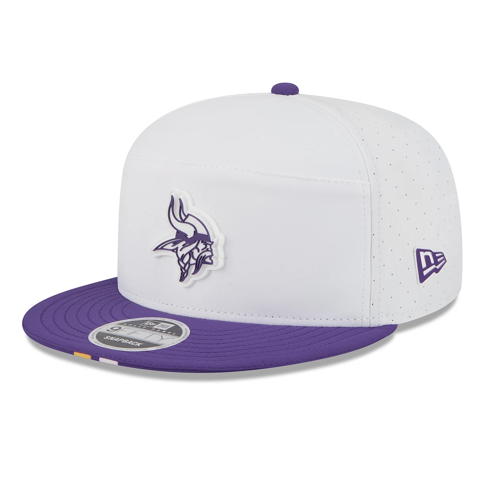 Men's New Era White/Purple Minnesota Vikings 2025 NFL Training Camp Split Panel 9FIFTY Snapback Hat