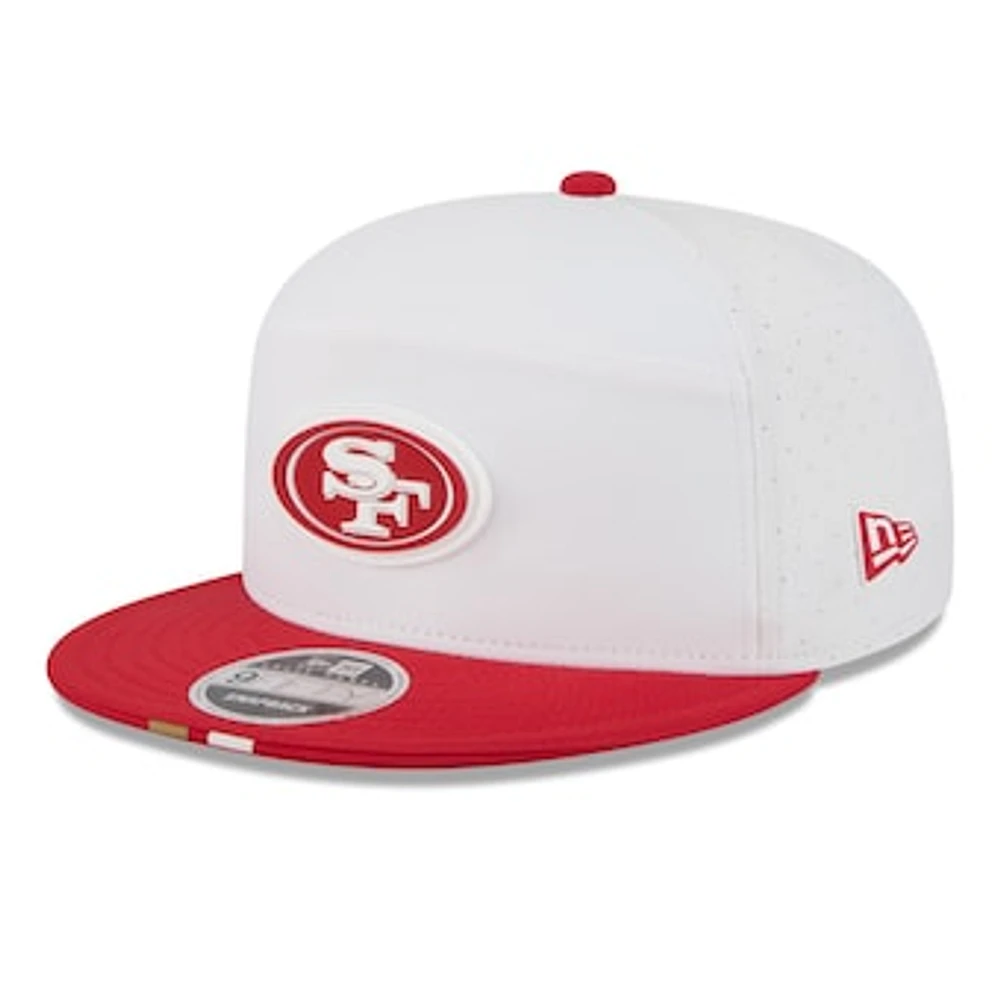 Men's New Era White/Scarlet San Francisco 49ers 2025 NFL Training Camp Split Panel 9FIFTY Snapback Hat