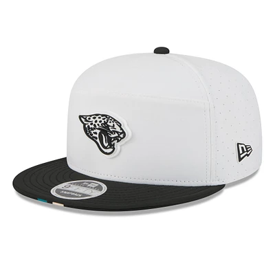 Men's New Era White/Black Jacksonville Jaguars 2025 NFL Training Camp Split Panel 9FIFTY Snapback Hat