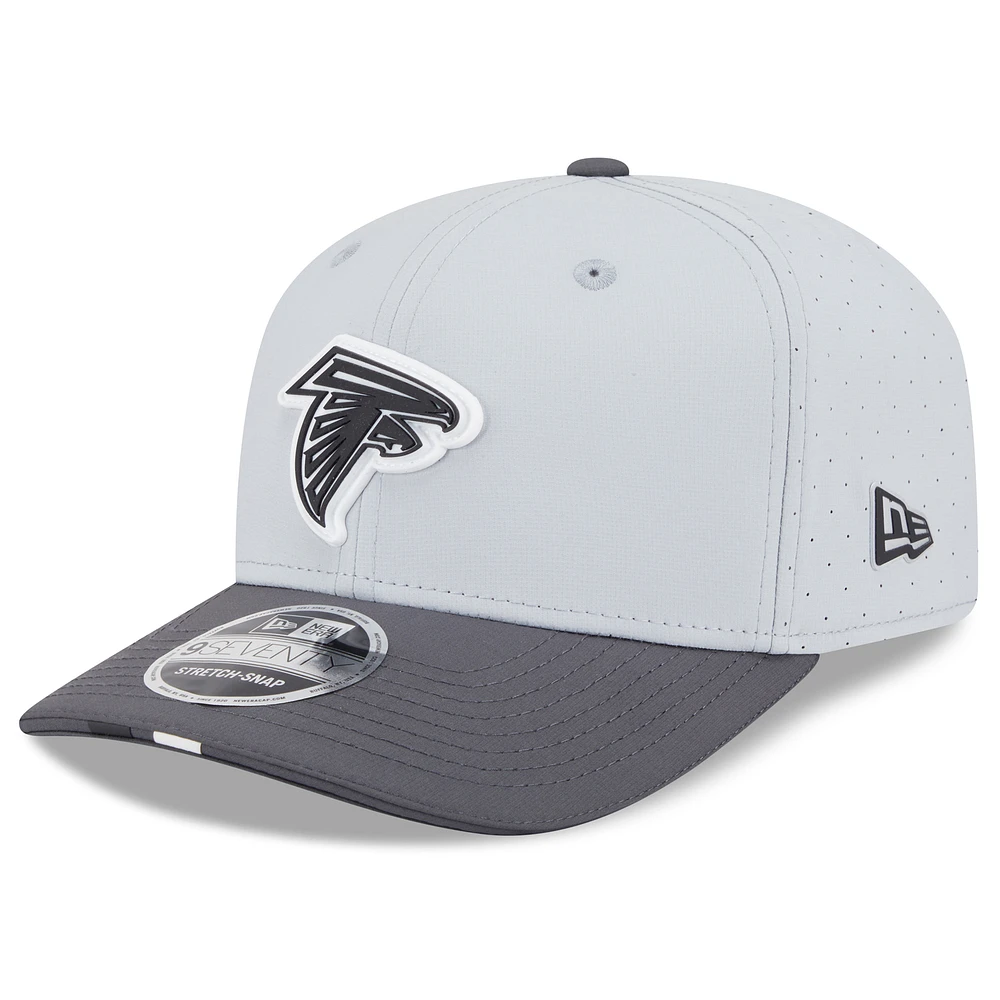Men's New Era Gray/Graphite Atlanta Falcons 2025 NFL Training Camp 9SEVENTY Adjustable Hat