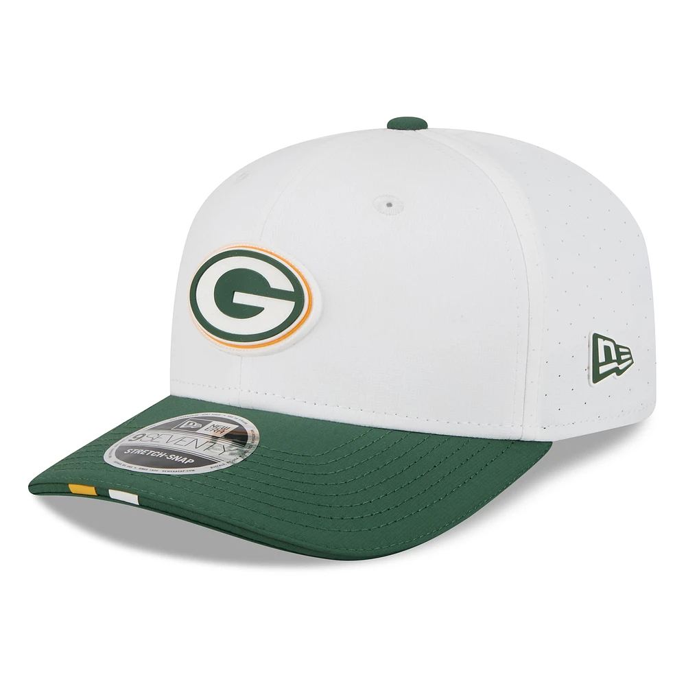 Men's New Era White/Green Green Bay Packers 2025 NFL Training Camp 9SEVENTY Adjustable Hat