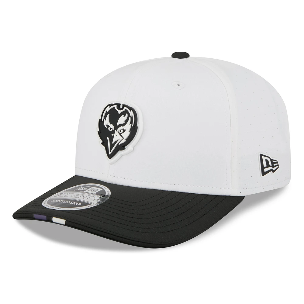 Men's New Era White/Black Baltimore Ravens 2025 NFL Training Camp 9SEVENTY Adjustable Hat