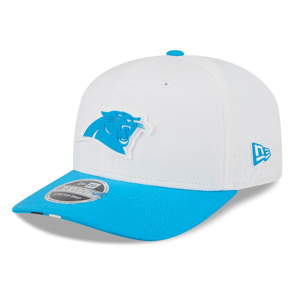 Men's New Era White/Blue Carolina Panthers 2025 NFL Training Camp 9SEVENTY Adjustable Hat