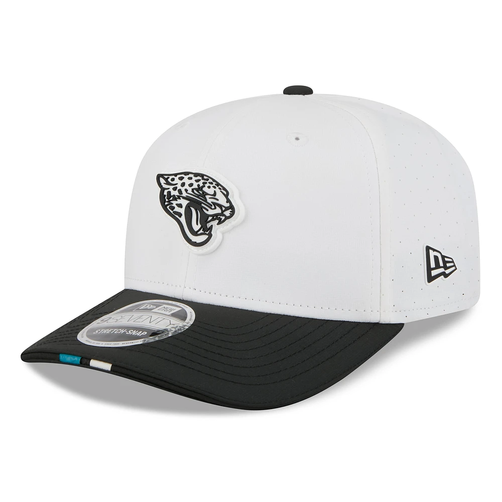 Men's New Era White/Black Jacksonville Jaguars 2025 NFL Training Camp 9SEVENTY Adjustable Hat
