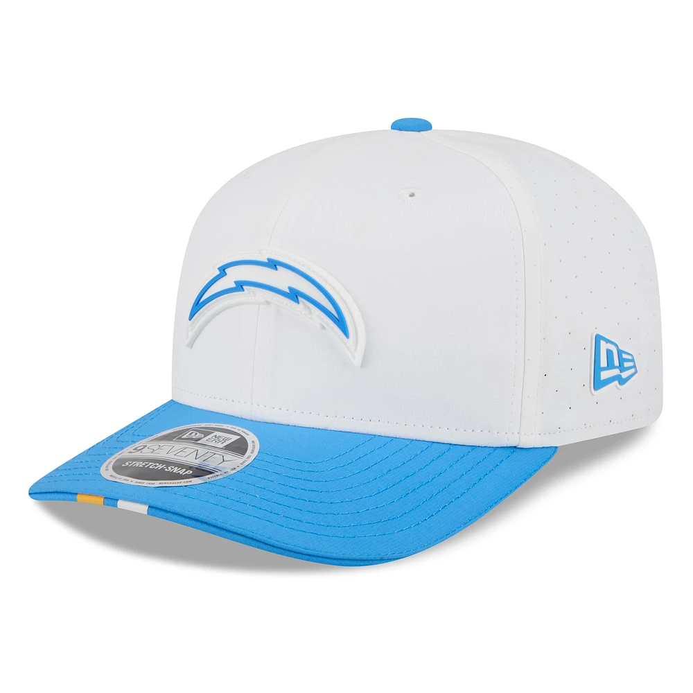 Men's New Era White/Powder Blue Los Angeles Chargers 2025 NFL Training Camp 9SEVENTY Adjustable Hat