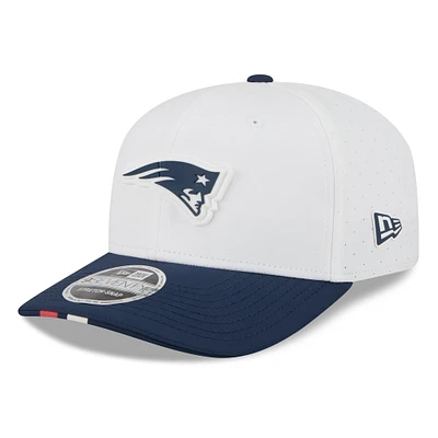 Men's New Era White/Navy New England Patriots 2025 NFL Training Camp 9SEVENTY Adjustable Hat