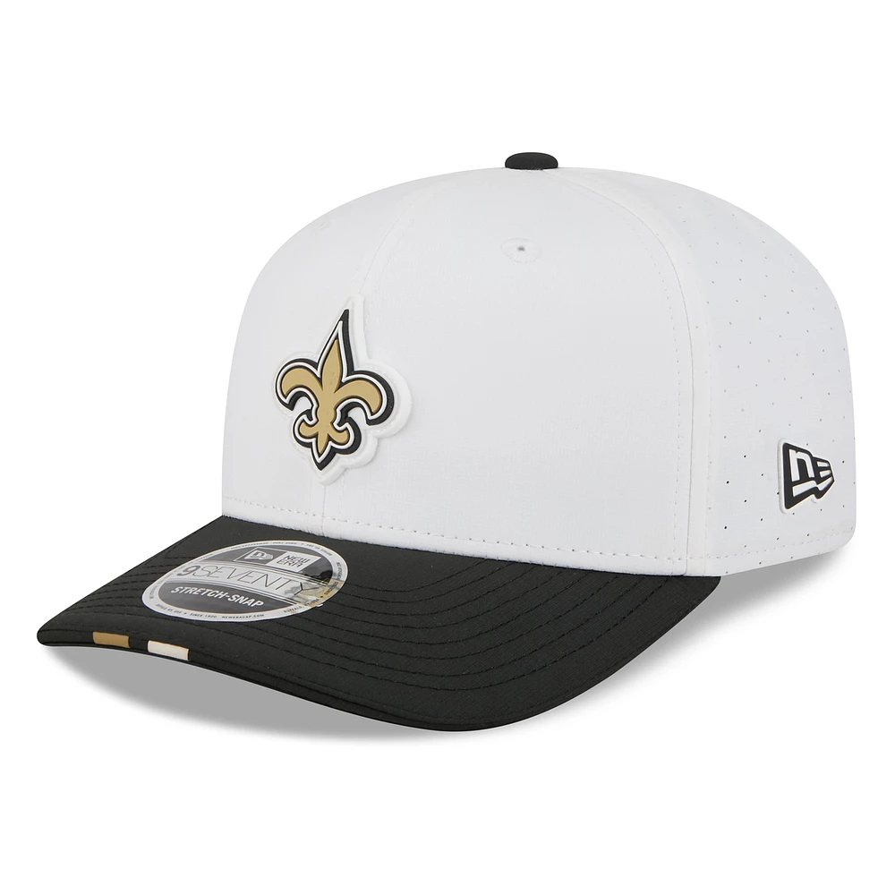 Men's New Era White/Black New Orleans Saints 2025 NFL Training Camp 9SEVENTY Adjustable Hat
