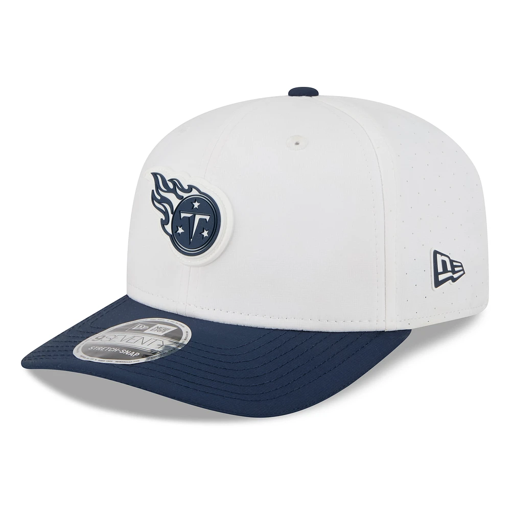 Men's New Era White/Navy Tennessee Titans 2025 NFL Training Camp 9SEVENTY Adjustable Hat