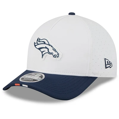 Men's New Era White/Navy Denver Broncos 2025 NFL Training Camp A-Frame 9FORTY Adjustable Hat