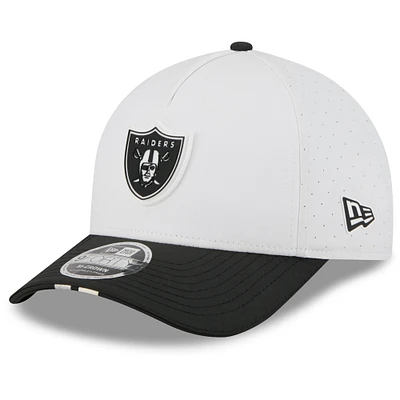 Men's New Era White/Black Las Vegas Raiders 2025 NFL Training Camp A-Frame 9FORTY Adjustable Hat