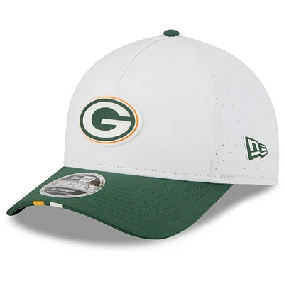 Men's New Era White/Green Green Bay Packers 2025 NFL Training Camp A-Frame 9FORTY Adjustable Hat