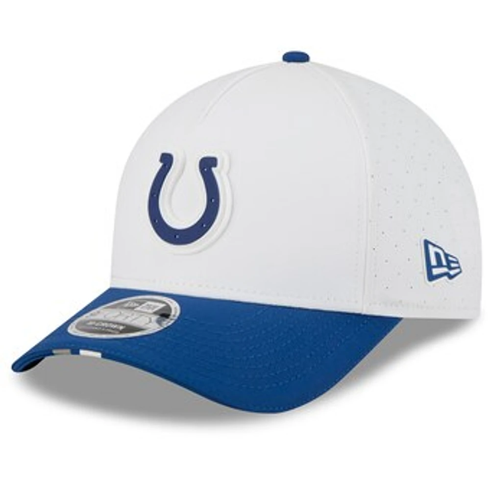 Men's New Era White/Royal Indianapolis Colts 2025 NFL Training Camp A-Frame 9FORTY Adjustable Hat