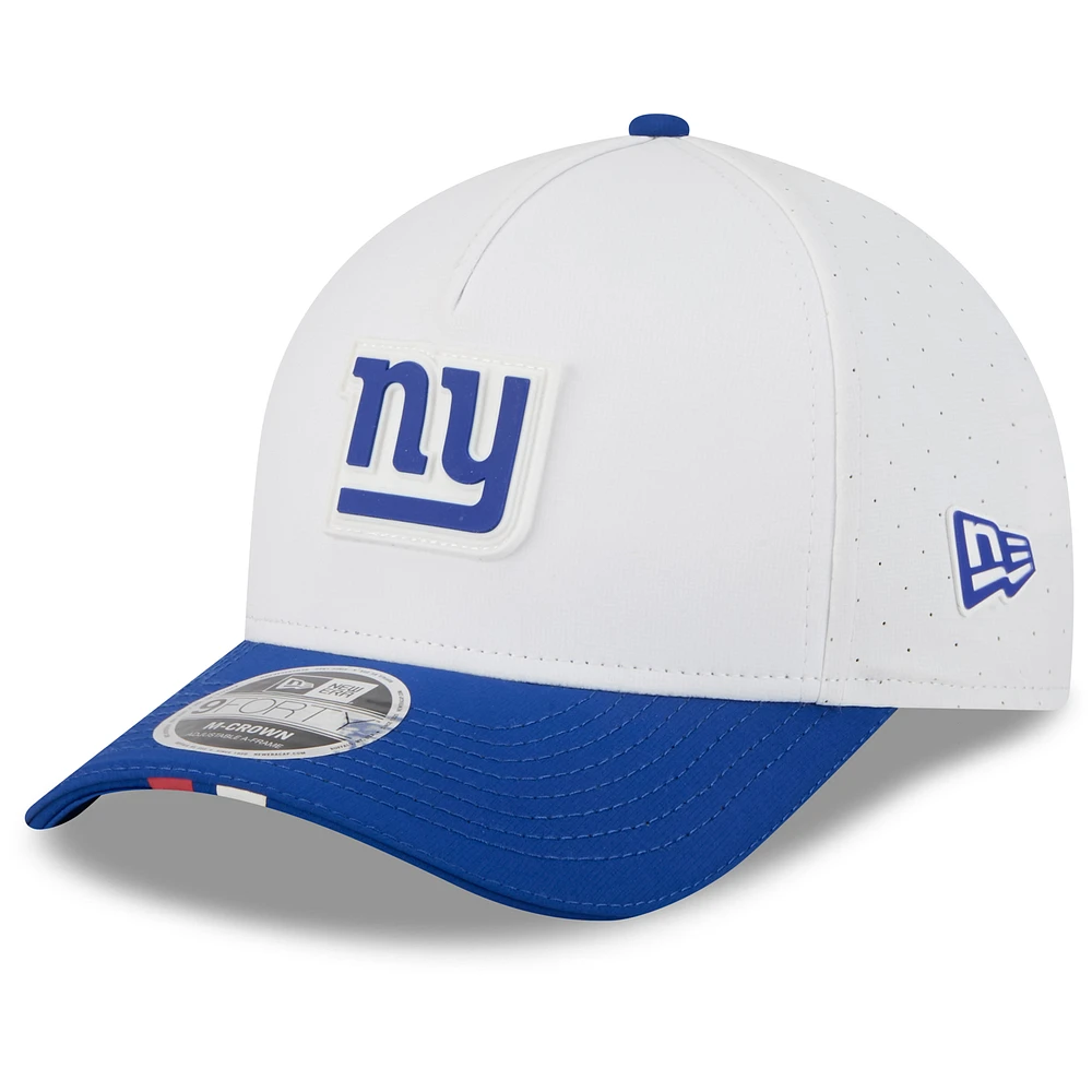 Men's New Era White/Royal New York Giants 2025 NFL Training Camp A-Frame 9FORTY Adjustable Hat