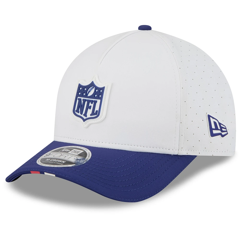 Men's New Era White/Navy 2025 NFL Training Camp A-Frame 9FORTY Adjustable Hat