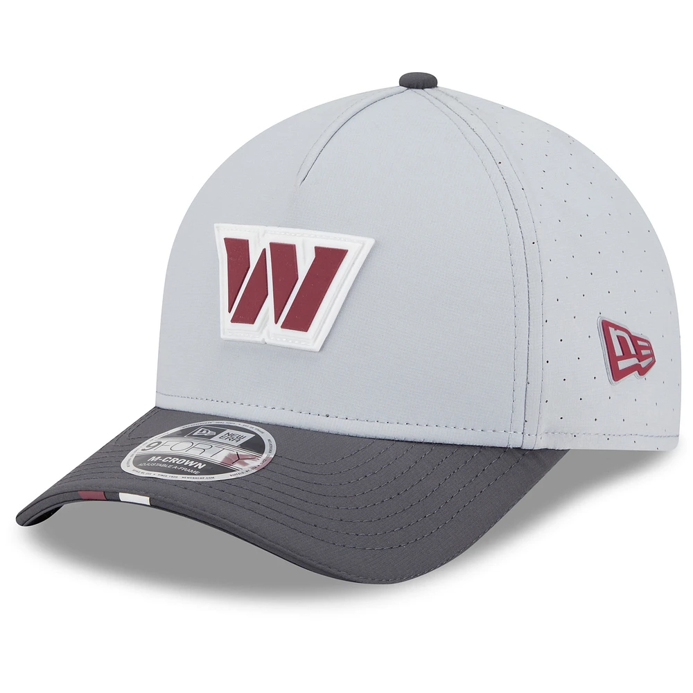 Men's New Era Gray/Graphite Washington Commanders 2025 NFL Training Camp A-Frame 9FORTY Adjustable Hat