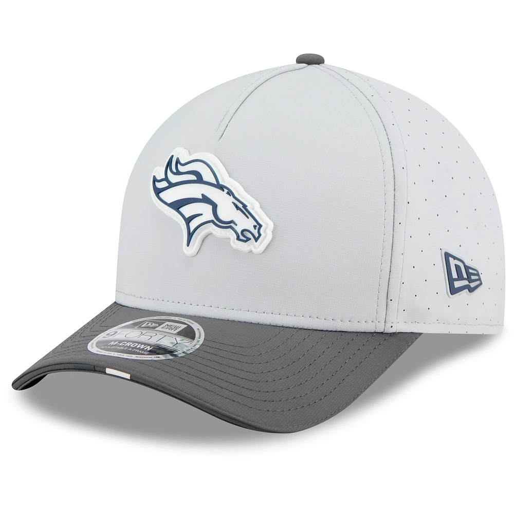 Men's New Era Gray/Graphite Denver Broncos 2025 NFL Training Camp A-Frame 9FORTY Adjustable Hat