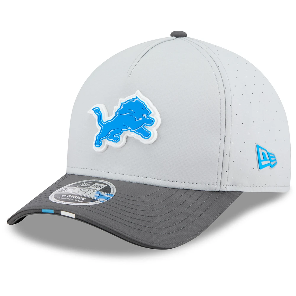 Men's New Era Gray/Graphite Detroit Lions 2025 NFL Training Camp A-Frame 9FORTY Adjustable Hat