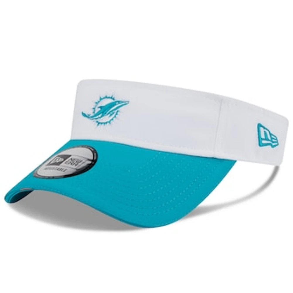 Men's New Era White/Aqua Miami Dolphins 2025 NFL Training Camp Adjustable Visor