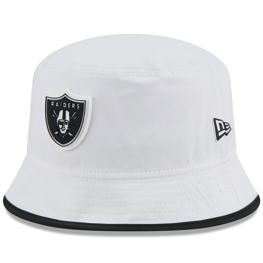 Men's New Era White Las Vegas Raiders 2025 NFL Training Camp Stretch Bucket Hat