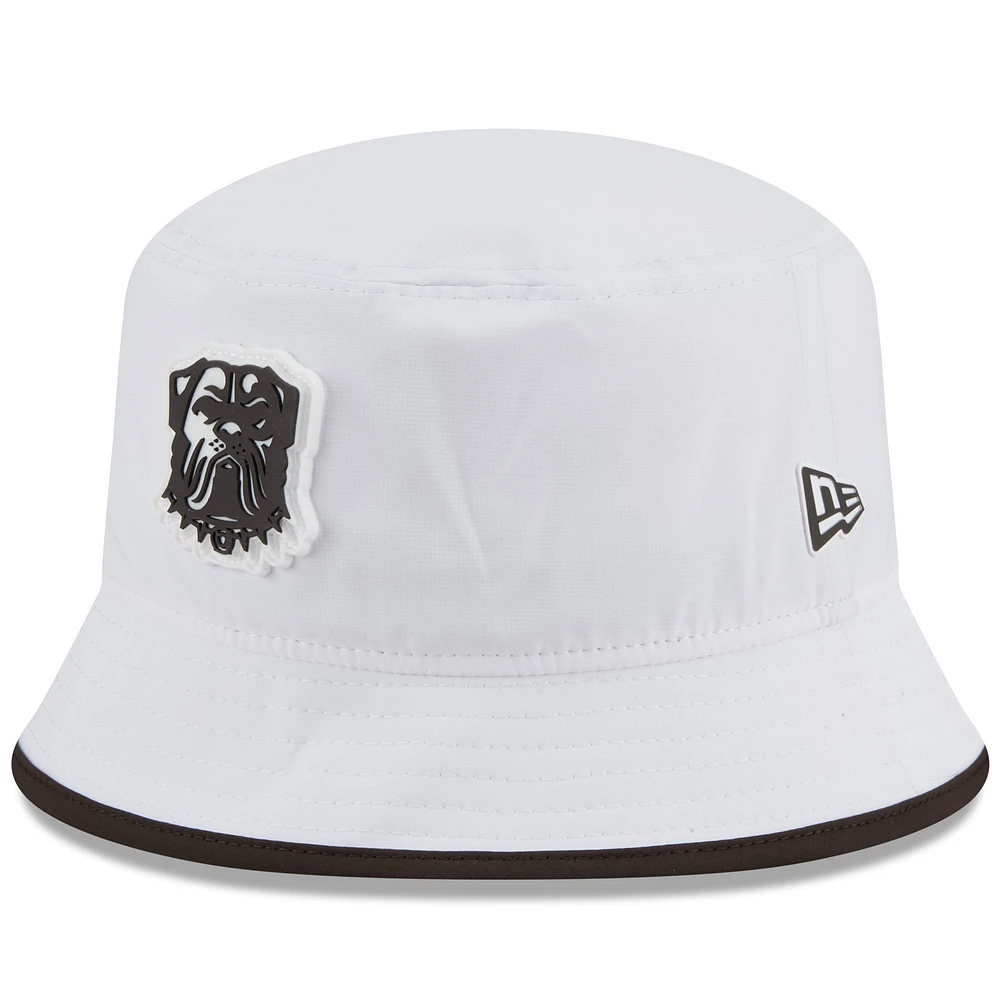Men's New Era White Cleveland Browns 2025 NFL Training Camp Stretch Bucket Hat