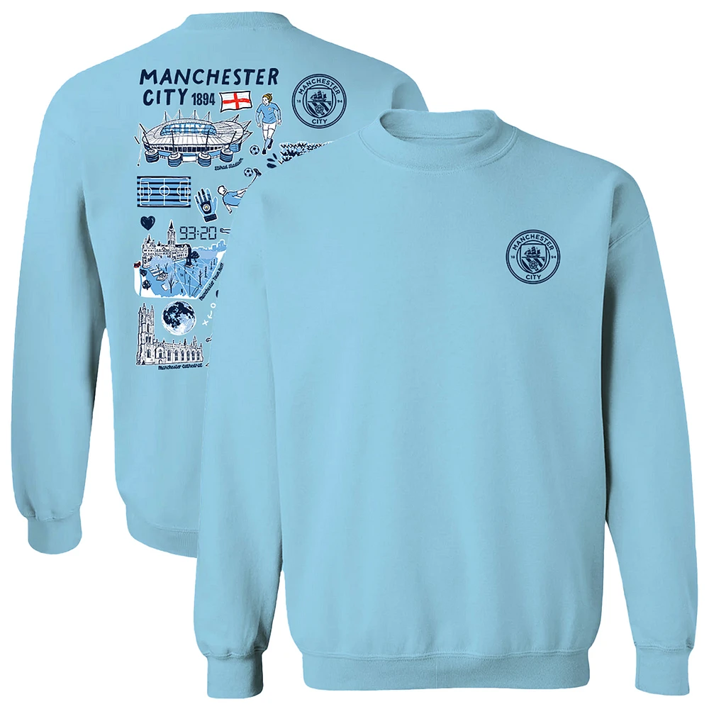 Women's Vive La Fete Sky Blue Manchester City Impressions Artwork Pullover Sweatshirt