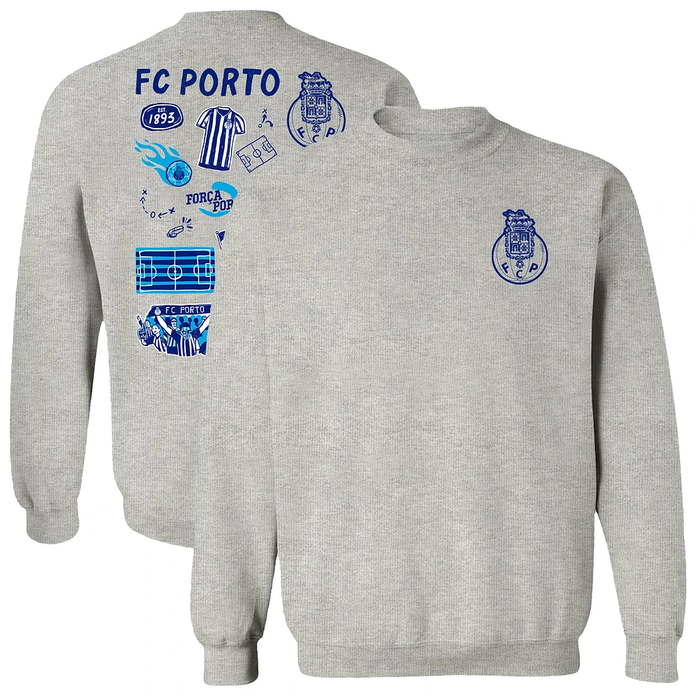 Women's Vive La Fete Gray FC Porto Impressions Artwork Pullover Sweatshirt