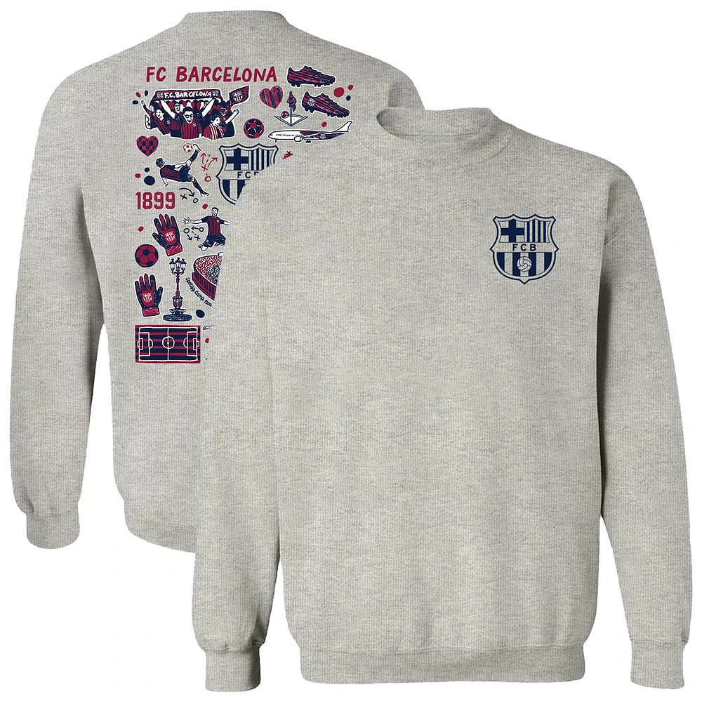 Women's Vive La Fete Gray Barcelona Impressions Artwork Pullover Sweatshirt