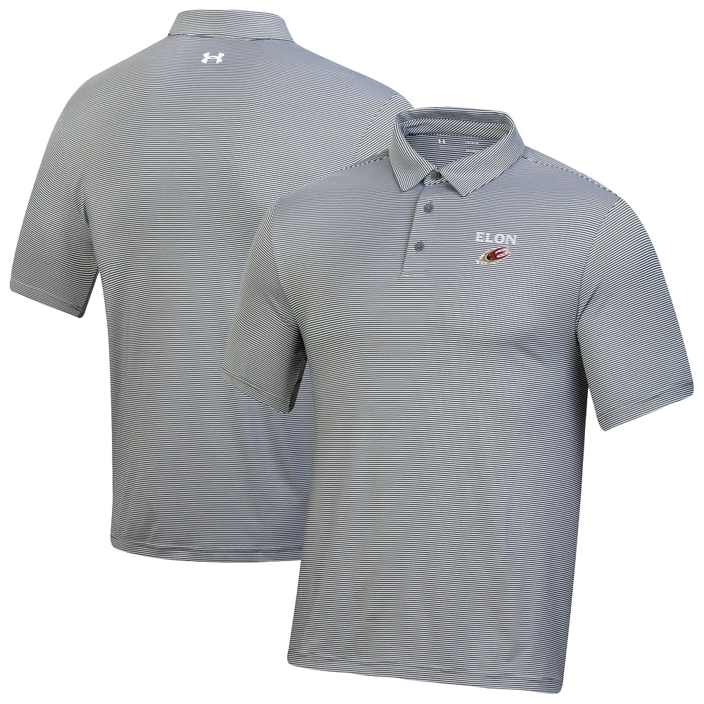 Men's Under Armour Gray Elon Phoenix T2 Green Bridge Stripe Polo