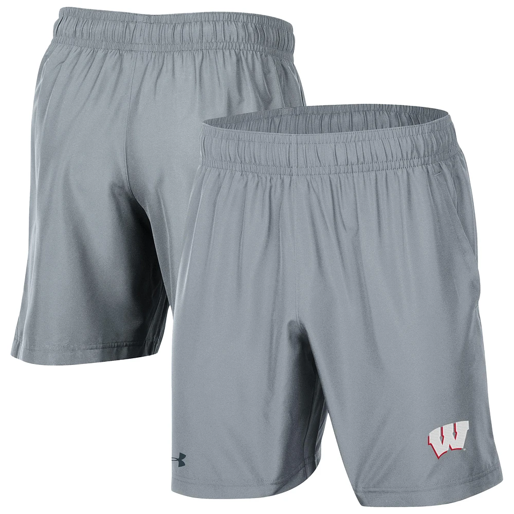 Men's Under Armour Gray Wisconsin Badgers Woven Shorts