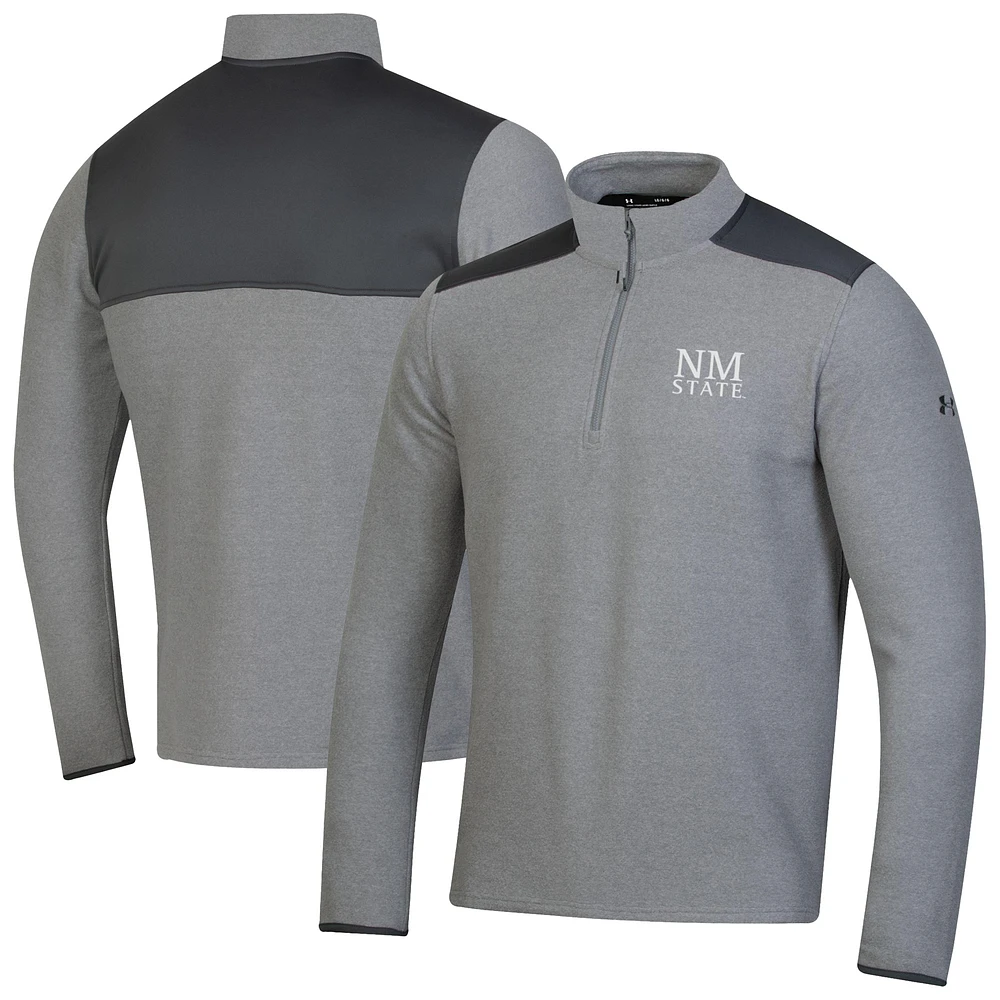 Men's Under Armour Gray New Mexico State Aggies CGI Microfleece Quarter-Zip Jacket