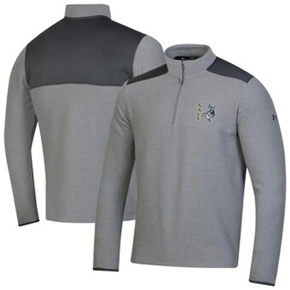 Men's Under Armour Gray Navy Midshipmen CGI Microfleece Quarter-Zip Jacket