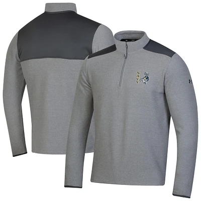 Men's Under Armour Gray Navy Midshipmen CGI Microfleece Quarter-Zip Jacket