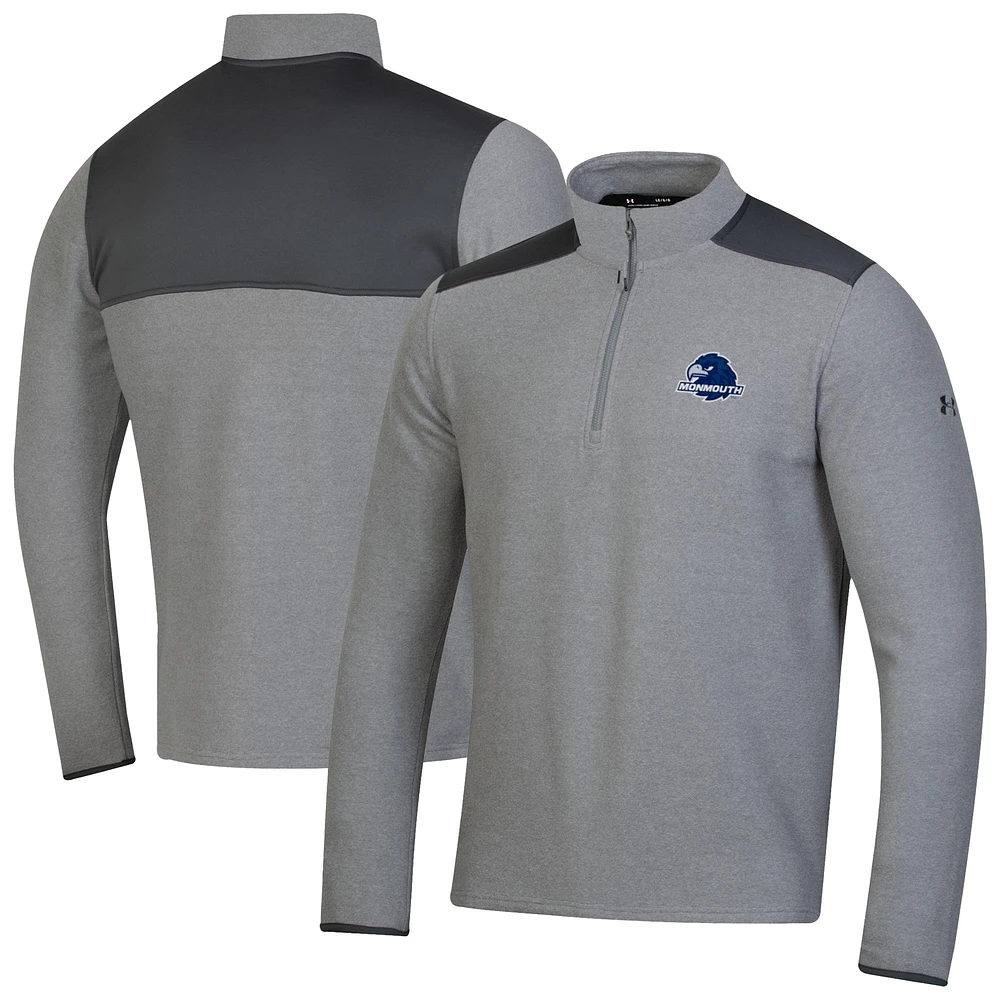 Men's Under Armour Gray Monmouth Hawks CGI Microfleece Quarter-Zip Jacket