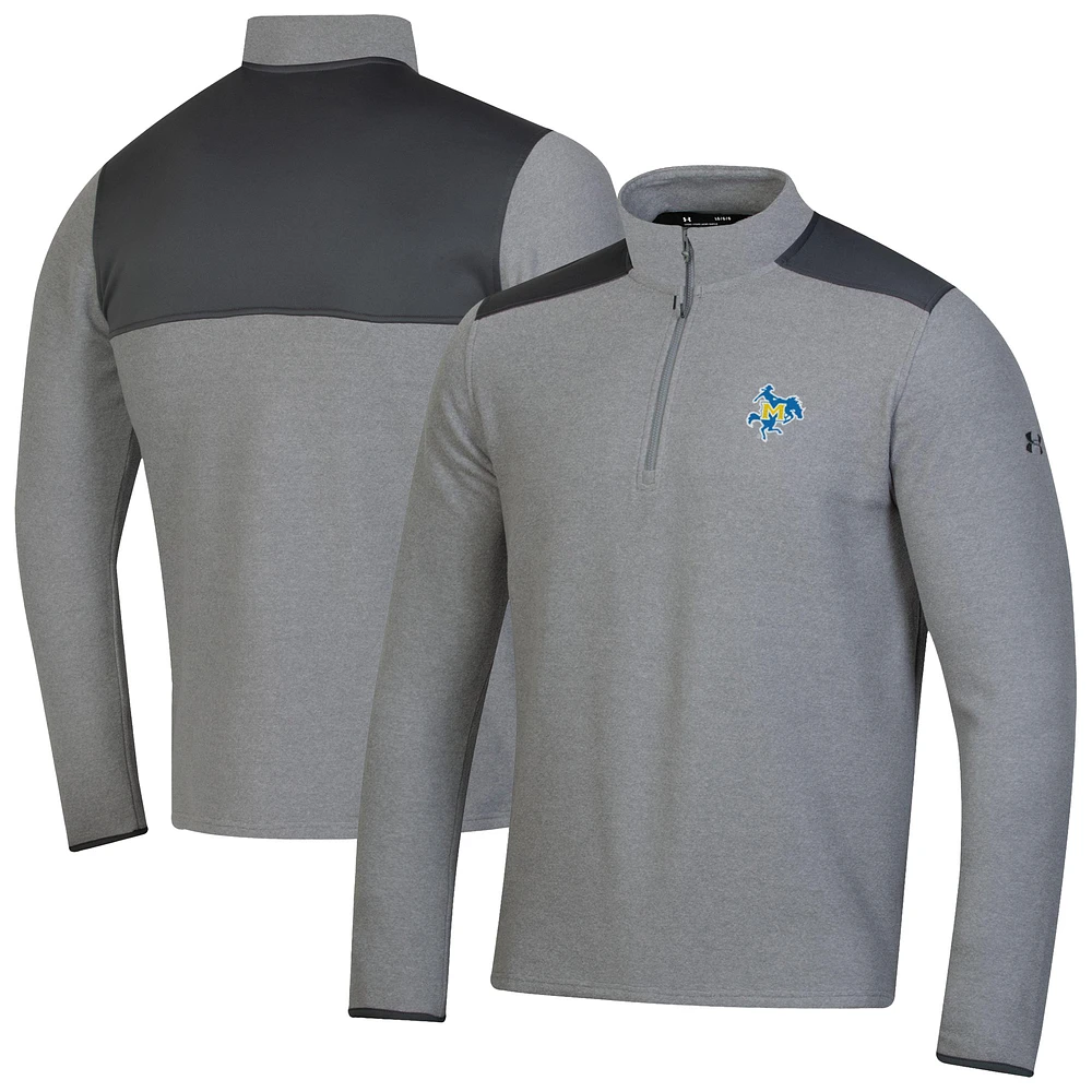 Men's Under Armour Gray McNeese State Cowboys CGI Microfleece Quarter-Zip Jacket