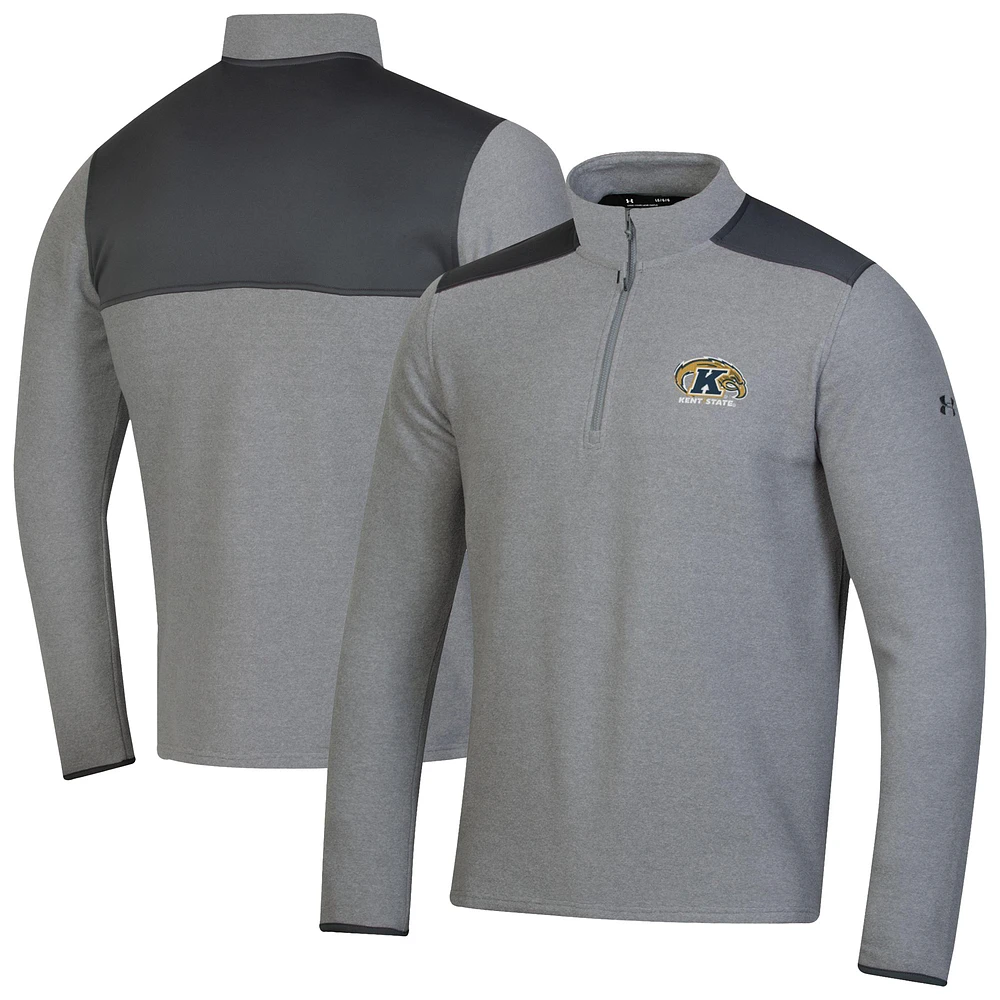 Men's Under Armour Gray Kent State Golden Flashes CGI Microfleece Quarter-Zip Jacket