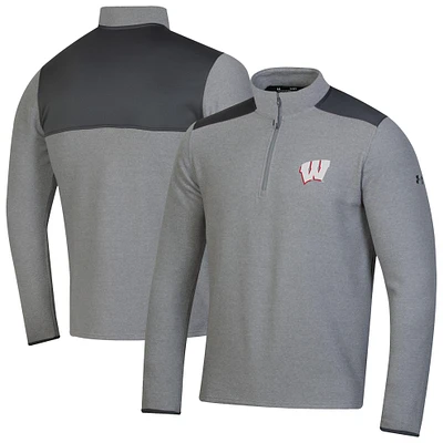 Men's Under Armour Gray Wisconsin Badgers CGI Microfleece Quarter-Zip Jacket