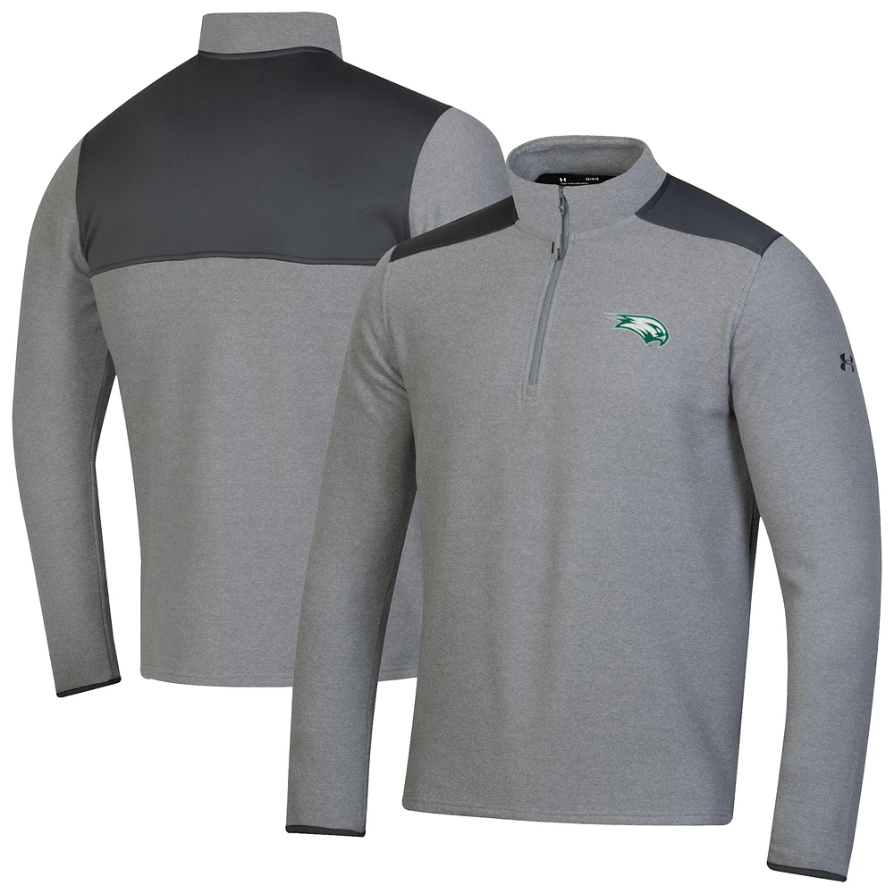 Men's Under Armour Gray Wagner College Seahawks CGI Microfleece Quarter-Zip Jacket