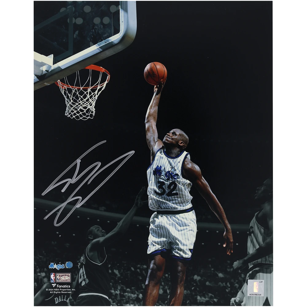 Shaquille O'Neal Orlando Magic Autographed 11" x 14" Dunk Spotlight Photograph from Game vs. Dallas Mavericks