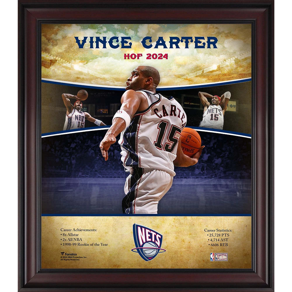 Vince Carter New Jersey Nets Framed 15" x 17" Hardwood Classics Player Collage
